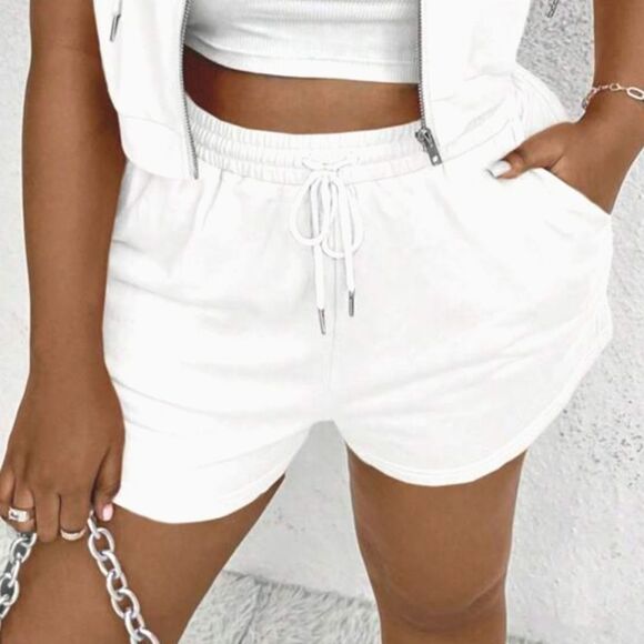 Super cute white solid drawstring shorts sz.XL - Picture 1 of 7